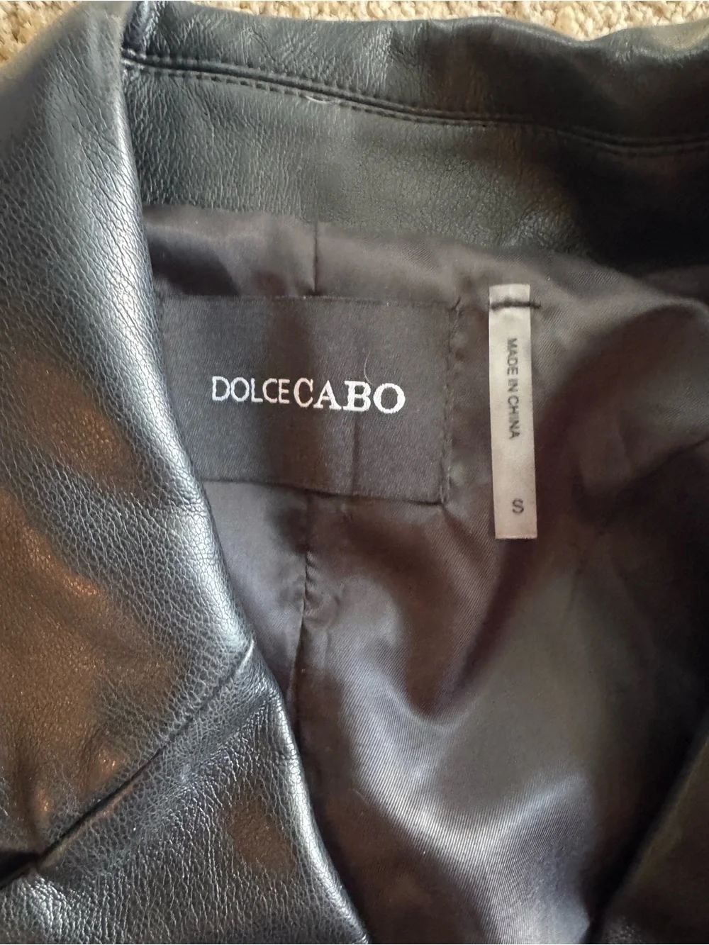 Dolce Cabo Vegan Leather Double Breasted Cropped Blazer